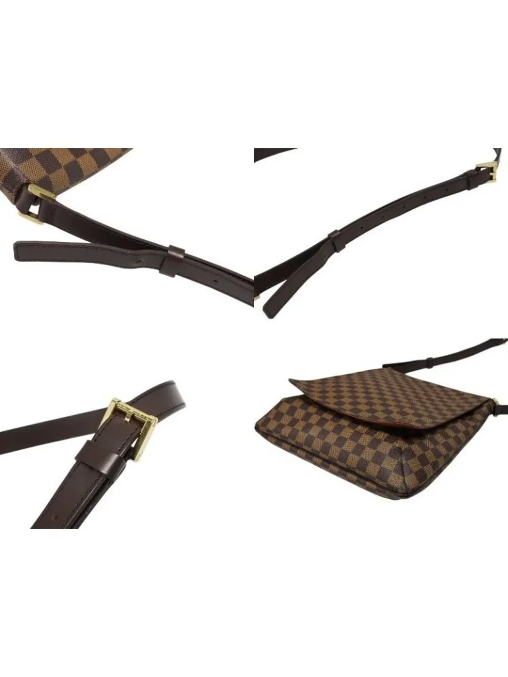 Louis Vuitton Musette Salsa Damier Long Strap Shoulder Bag Brown Gold